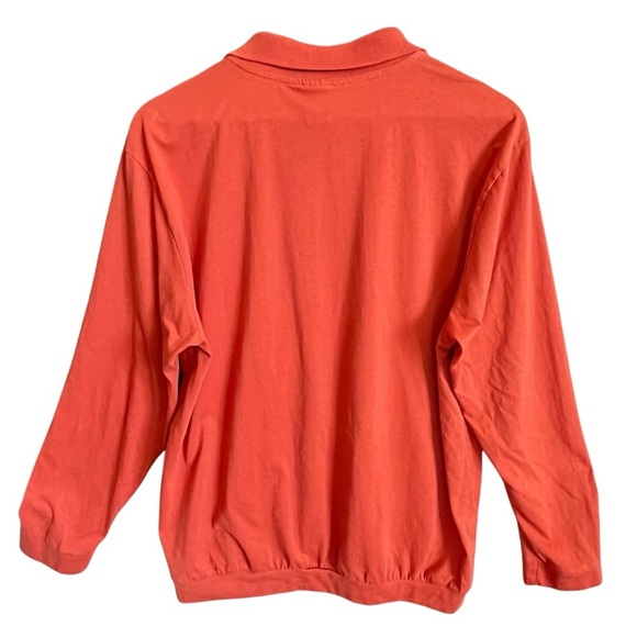 Haband Casual Joe Burnt Orange Long Sleeve Polo Shirt - Picture 2 of 9